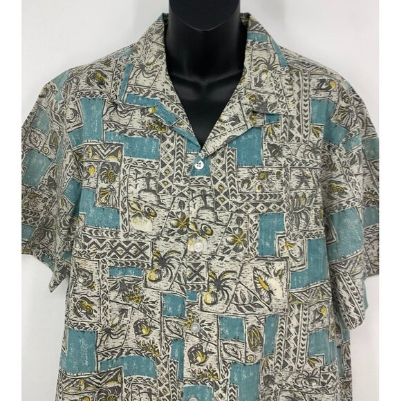 Nui Nalu Men Hawaiian Shirt Size Large Gray Floral Short Sleeve Button Up Aloha - Picture 2 of 9